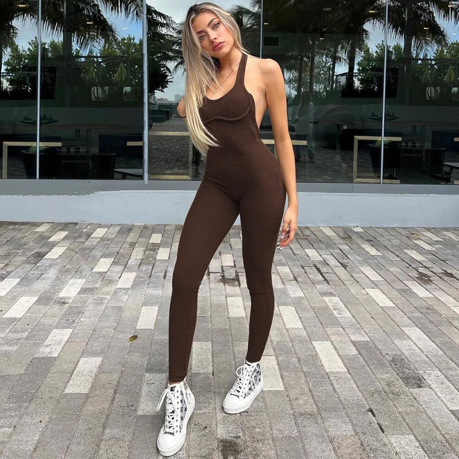 kliou summer sexy jumpsuits casual ribbed